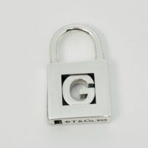 Tiffany & Co Sterling Silver Letter G Alphabet Initial Padlock Charm Pendant